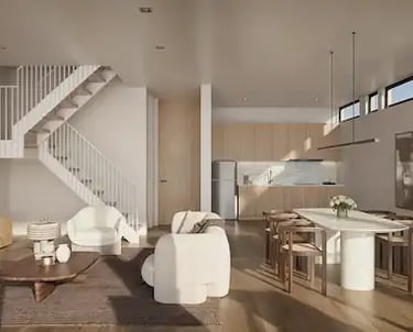 Diseño Interior casa. Colores cálidos, estilo contemporáneo