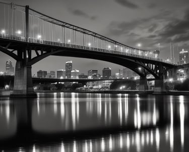 A vibrant night view of Nashville, Tennessee, showcasing illuminated buildings.