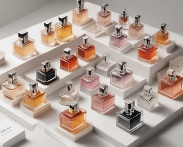 An array of elegant accessories arranged on a marble background.