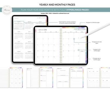 Best Way to Make Your Own Digital Planner  , building digital planner hyperlinks page Monthly yearly