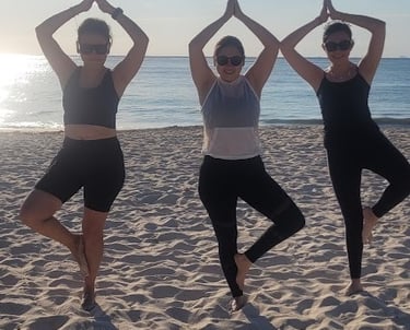 tree pose - beach yoga playa del carmen