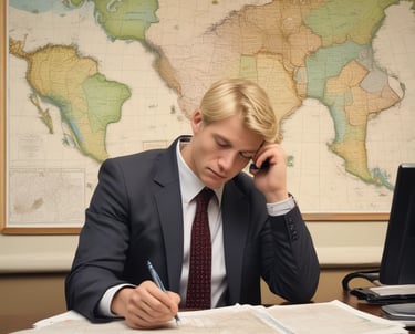 A vibrant workspace with a diverse team collaborating around a table filled with notebooks and coffee cups.