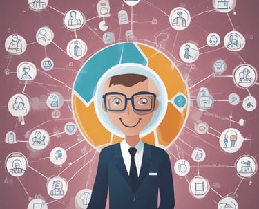 A clean blue and white themed career page showing job listings on a laptop screen.