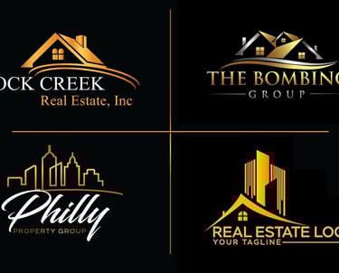 a set of four logos for real estate