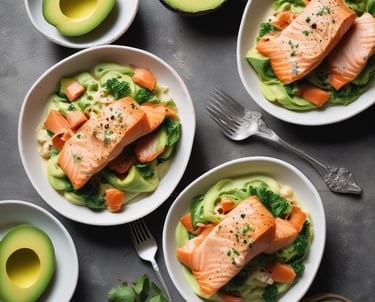A person holding a plate with a gourmet meal that includes a grilled chicken breast topped with herbs, steamed green beans, roasted carrots, and a lemon wedge, all served over a creamy sauce.
