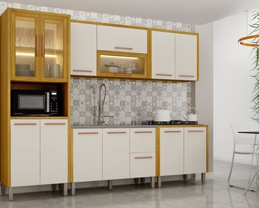 a kitchen with a table and chairs and a table