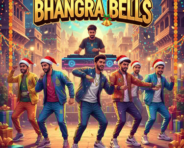 a poster of a man in a santa hat and jacket