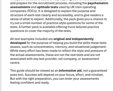 Train driver application pack from railprep including WAFV game, ATAVT video, mock tests