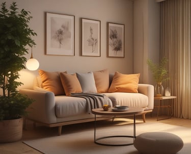 Tranquil coffee corner with intentional design and natural materials