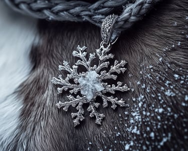 Médaillon pour chien incrusté de quartz neige