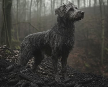 Grand Griffon Vendéen dans charbon