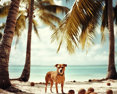 chien fidjien avec noix de coco