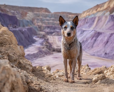 chien dans argile lilas