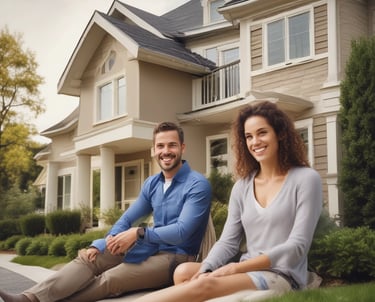 A commercial property featuring two buildings with metal roofs, situated in an industrial area. Several parked vehicles, including vans and cars, are seen near the buildings. The surroundings are well-maintained with greenery and clear weather with blue skies and clouds in the background.