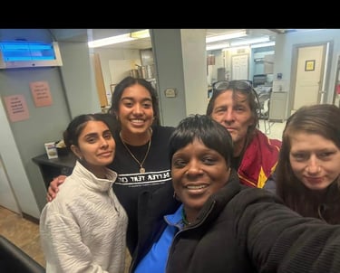 Selfie woith Nadine Greene, Oviy Rajan, and Prabhleen Kaur from Heart of the Homeless