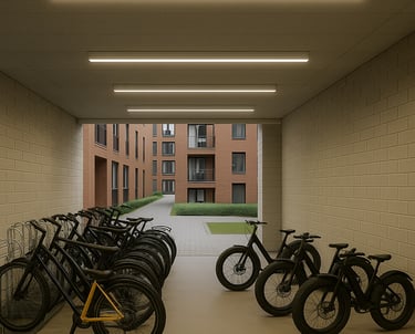 Stalling, van oude LED naar smart LED met sensoren en 1 noodarmatuur