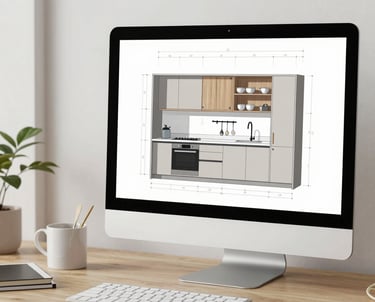 A designer working on adapting a graphic for a website on a computer screen.
