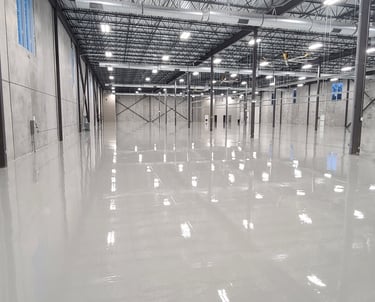 35000sqft of seamless epoxy installed in a warehouse