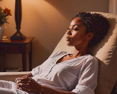 a woman focusing on her career goals through use of guided meditation.