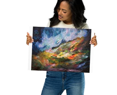 The Vision of Eternity art print by Anuragk Gupta – cosmic landscape with spirals and light.