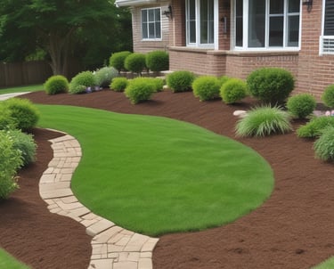 A long decorative concrete fence with circular cutouts and a path alongside it, covered with dry autumn leaves. Red climbing plants are draped over parts of the fence, and there are planters built into its base. The scene is set during autumn with trees in the background displaying green and golden foliage.