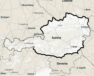 Map of Austria and surrounding countries 