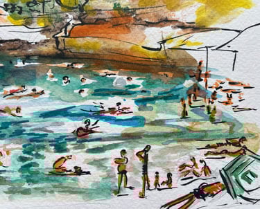 Plage vacances, 2010 Aquarelle ©Mireille Derbré
