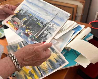 sketches and watercolours