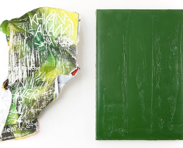 Silent Green Skin of Berlin, 2020 Found poster, oil paint on canvas, 100X70cm ©Ties Ten Bosch