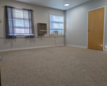 Unfurnished office space with carpet and 2 window
