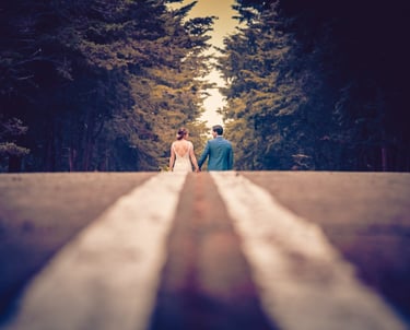 Antigua guatemala wedding photographer. Couple walking down the street.