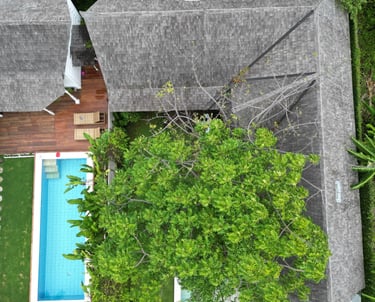 Aerial view of Villa Ananda in Kerobokan Kelod, Bali