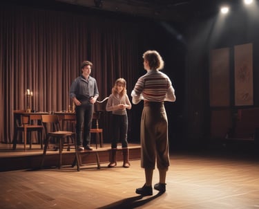 A group of actors collaborating in a creative environment.