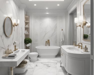 A modern renovated bathroom showcasing elegant design.
