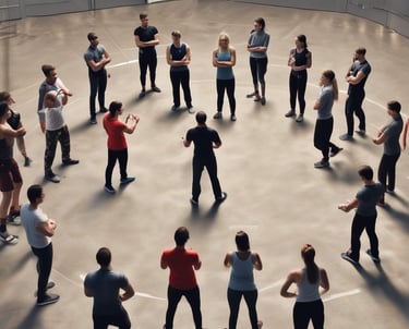 A group of individuals engaged in a private training session.