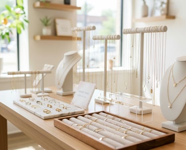 a table with jewelry and jewelry on it