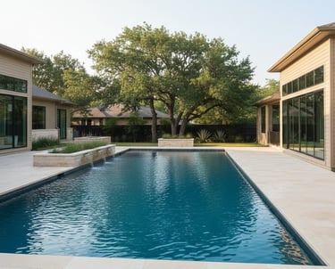 Backyard pool in Pflugerville, Texas operating reliably after pool equipment troubleshooting and repairs