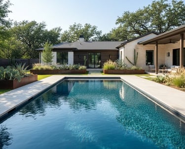 Residential pool cleaning service in Round Rock, TX showing swim ready water