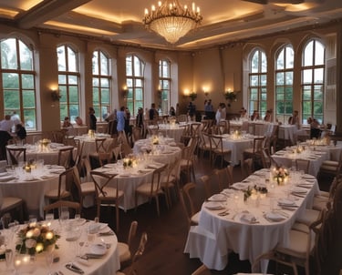 A serene outdoor wedding ceremony with a singer performing beautifully.