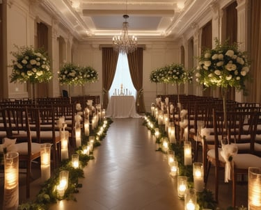 A serene outdoor wedding ceremony with a singer performing beautifully.