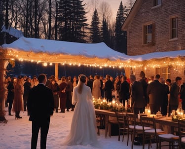 A serene outdoor wedding ceremony with a singer performing beautifully.