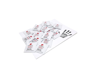 Inkless wipes are safe and non messy. To capture your handprint, simply wipe & press