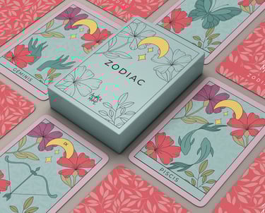 Cartas con signos zodiacales ilustradas