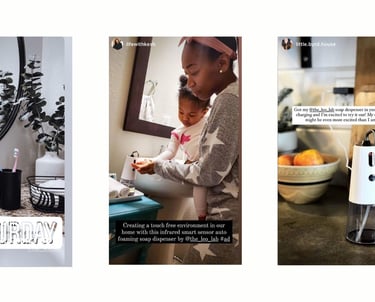 a woman is taking a selfie of her daughter's kitchen