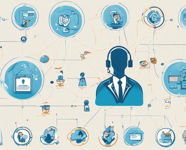 a man in a suit and tie with a headset