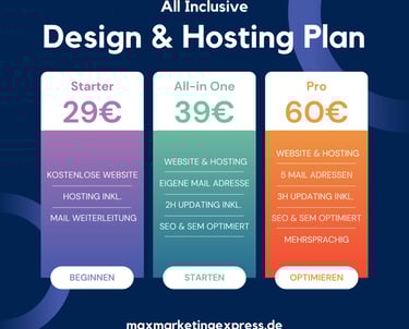 Website Abo "All-in-One" und "Pro" Pakete