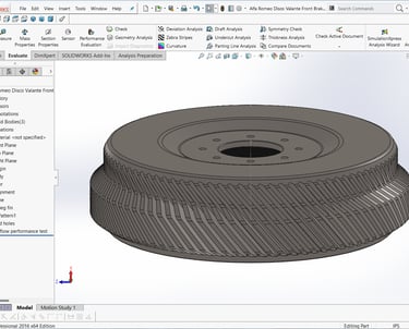 Typecast Solidworks design aluminium cast iron Alfin brake drum for vintage classic road race cars