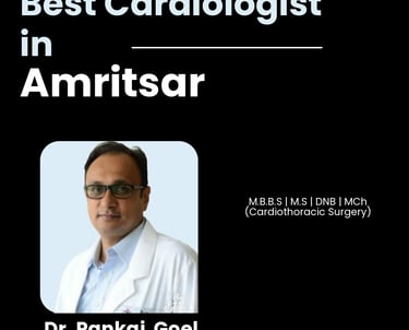 Flyer showing Dr. Pankaj Goel as Best Cardiologist in Amritsar.