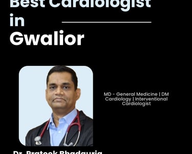 Flyer showing Dr. Prateek Bhadauria as Best Cardiologist in Gwalior.