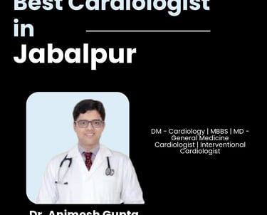 Flyer showing Dr. Animesh Gupta as Best Cardiologist in Jabalpur.
